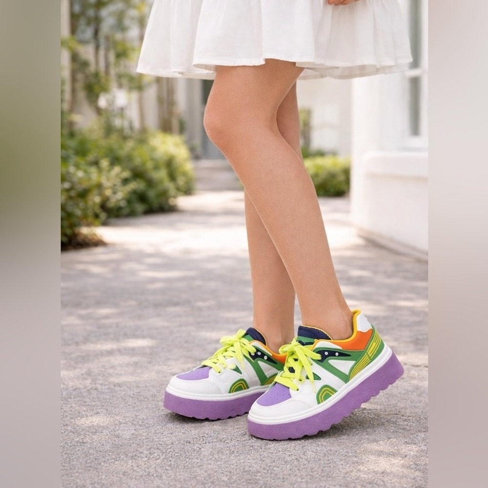Forever Link Women's Multicolored Chunky Platform Sneakers Size 7